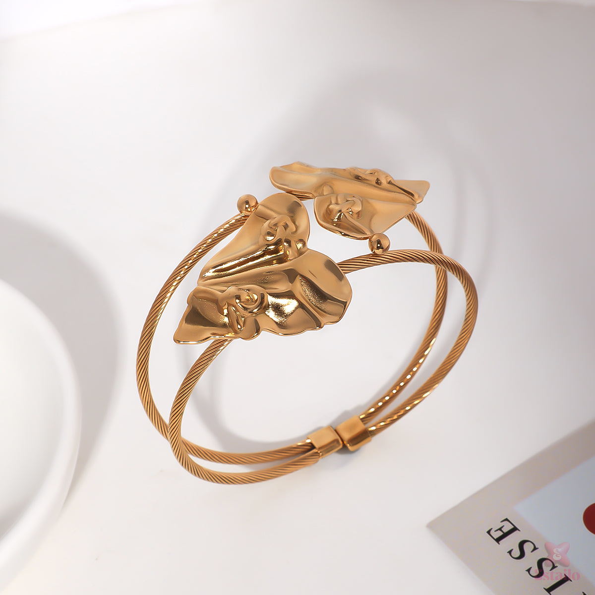 Sculpted Leaf Cuff Bracelet