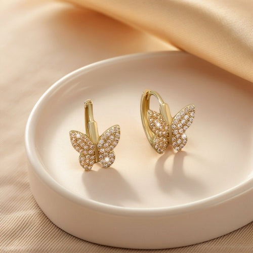 Golden Wing Huggies Earrings