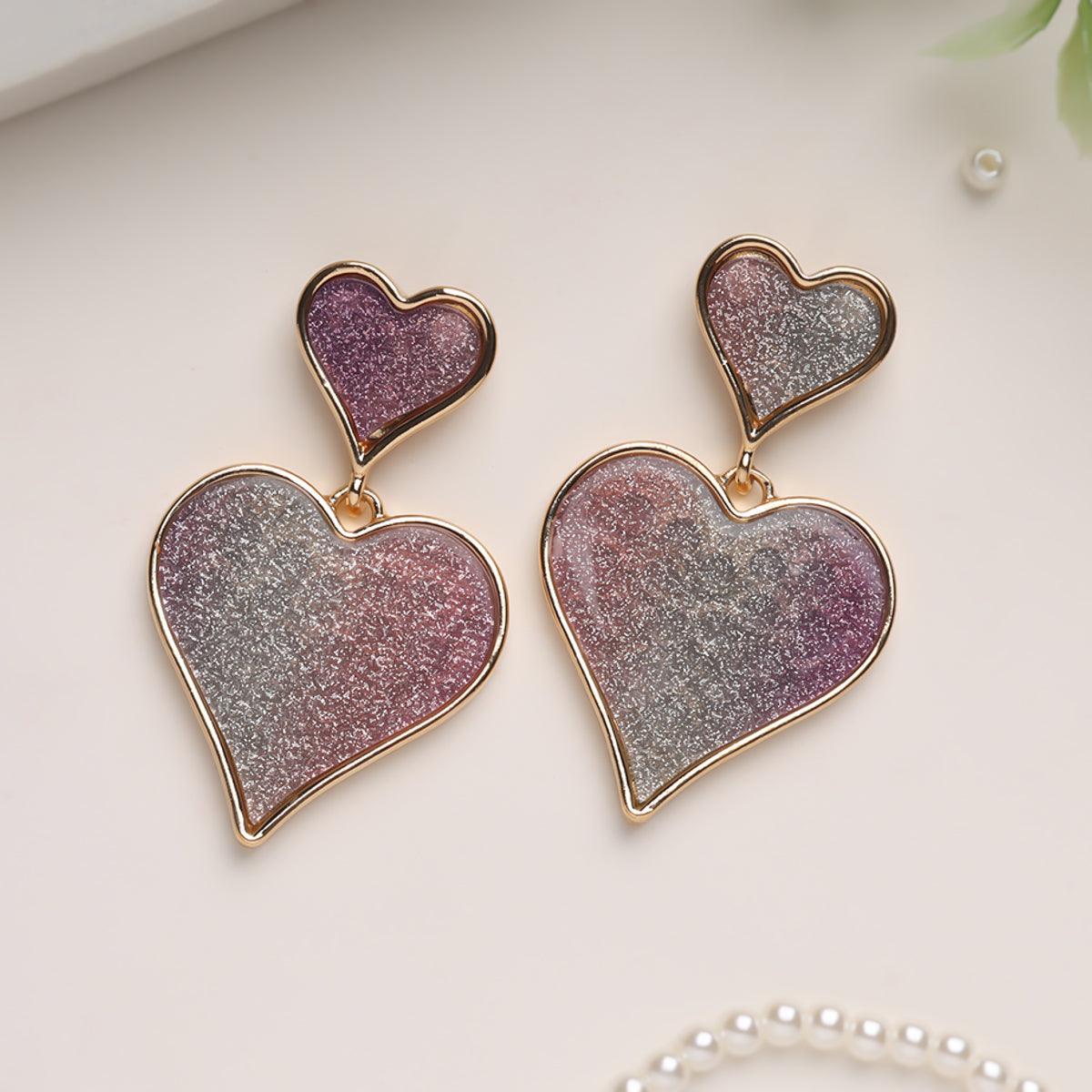 Halo Heart Charms Dangler Earrings