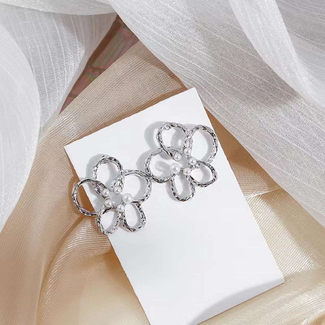 Silver Bloom Halo Earrings