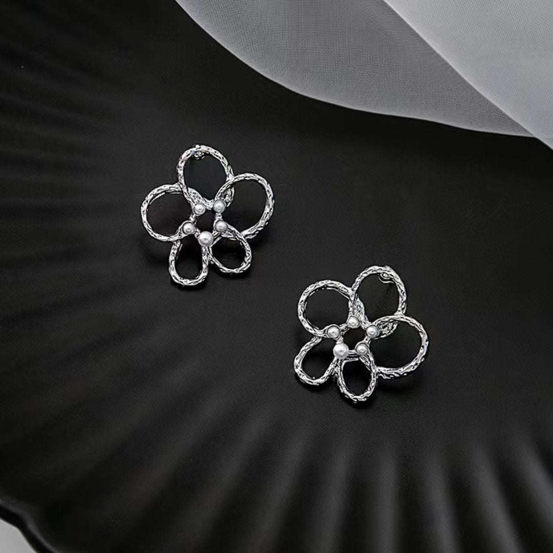 Silver Bloom Halo Earrings