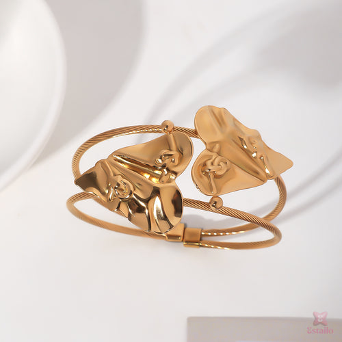 Sculpted Leaf Cuff Bracelet