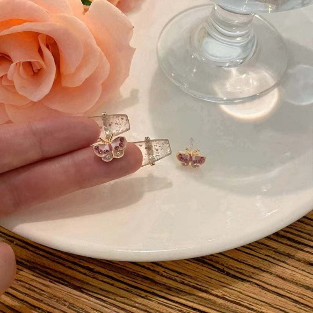 Pink Flutter Studs Earrings