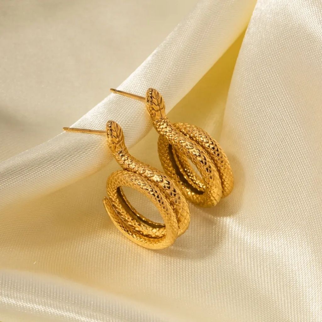 Golden Coil Snake Earrings