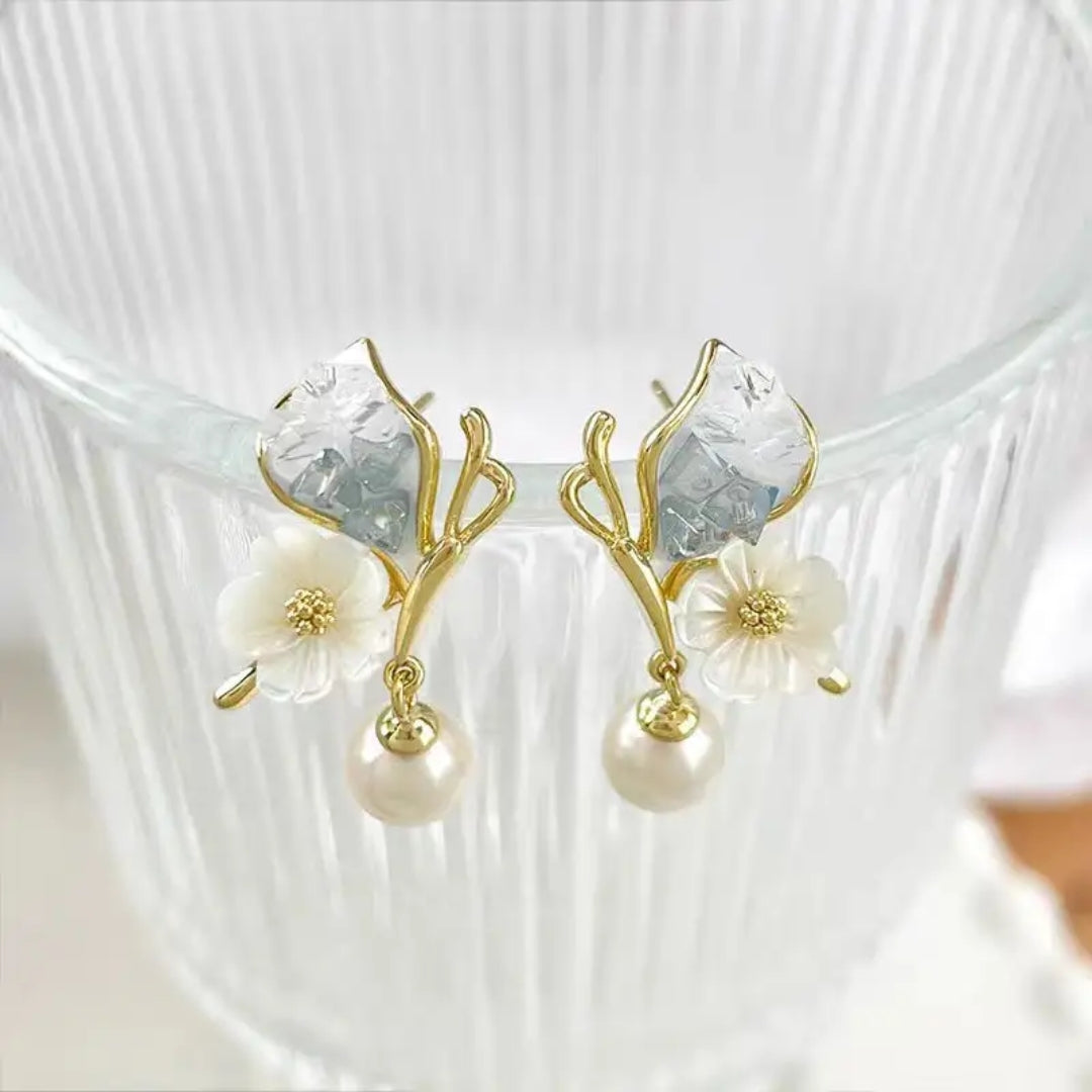 Oceanic Bloom Pearl Earrings