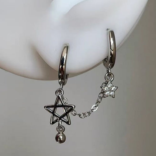 Silver Celestial Chain Dangles Earrings