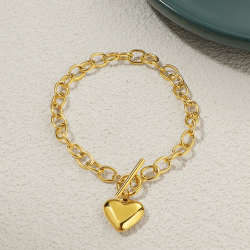 Golden Heart Toggle Bracelet