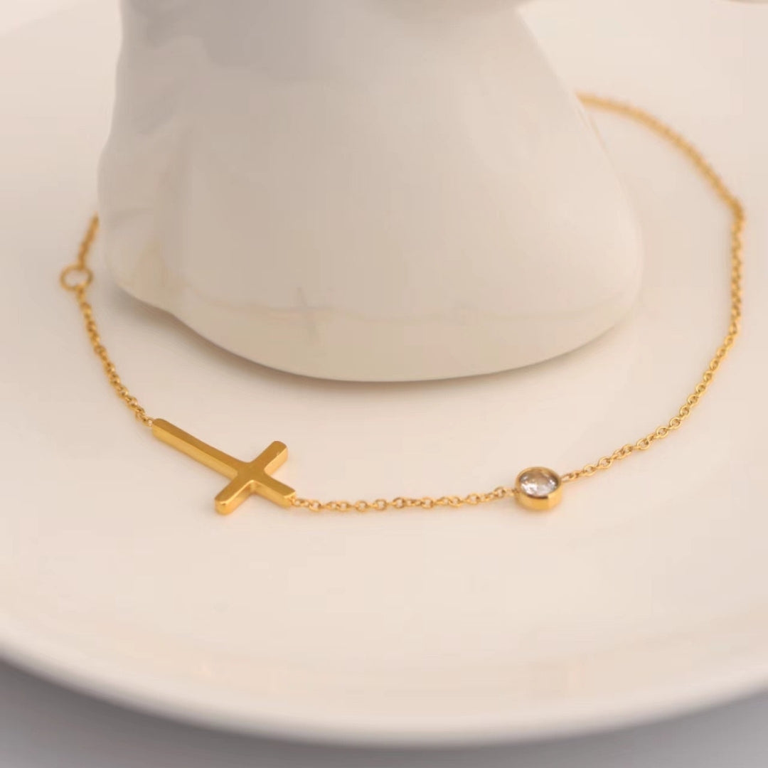 Minimalist Cross Charm Bracelet