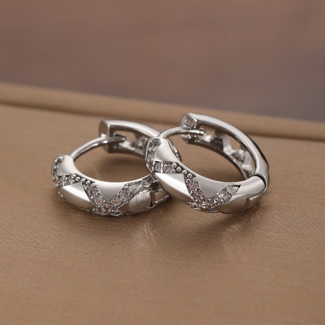 Sterling Cross-Stitch Hoops Earrings