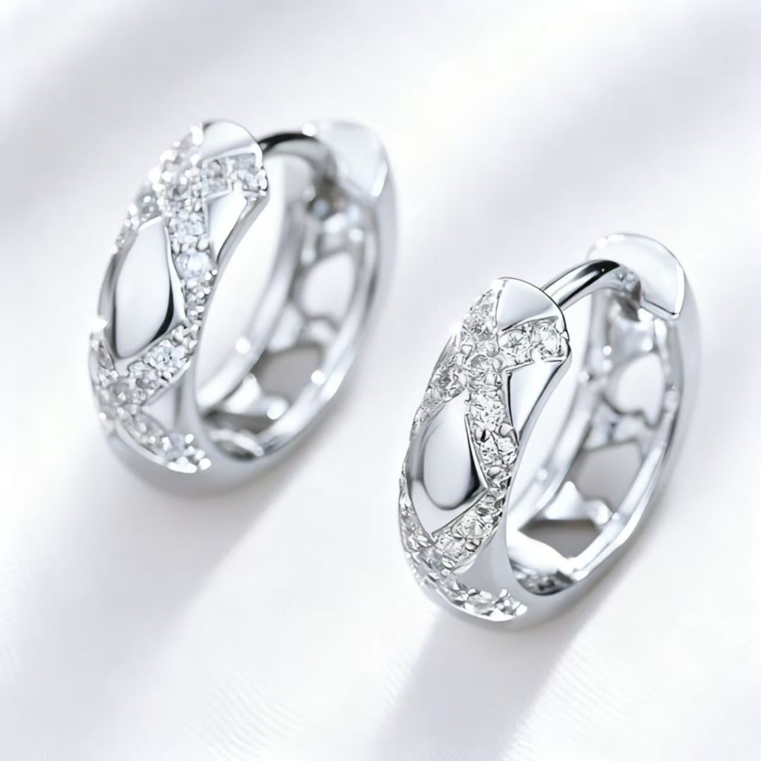Sterling Cross-Stitch Hoops Earrings