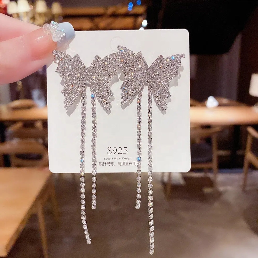 Silver Mist Butterfly Dangle Earrings