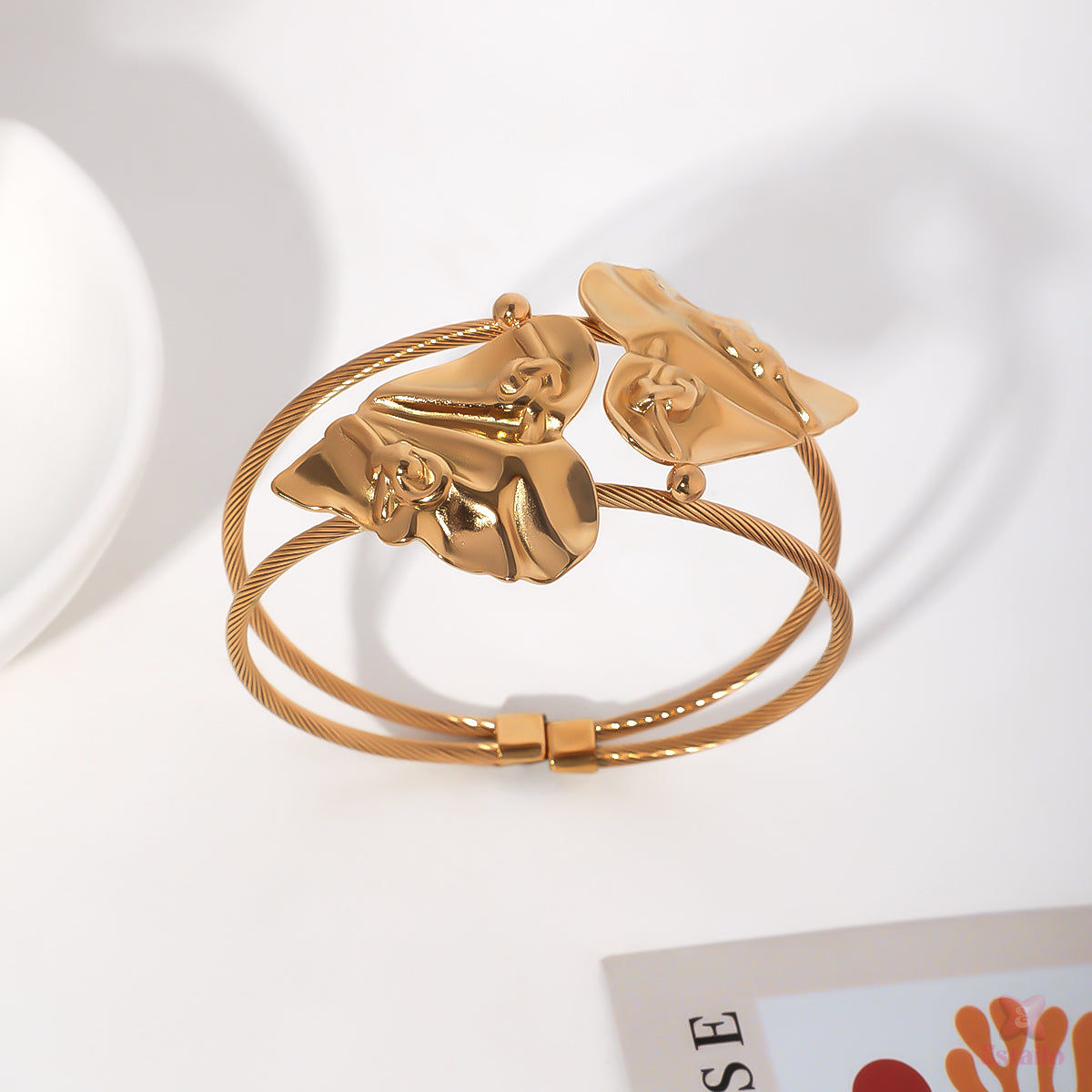 Sculpted Leaf Cuff Bracelet