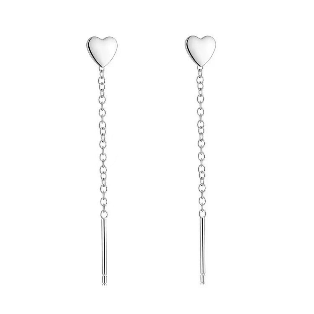Minimalist Heart Threader Earrings