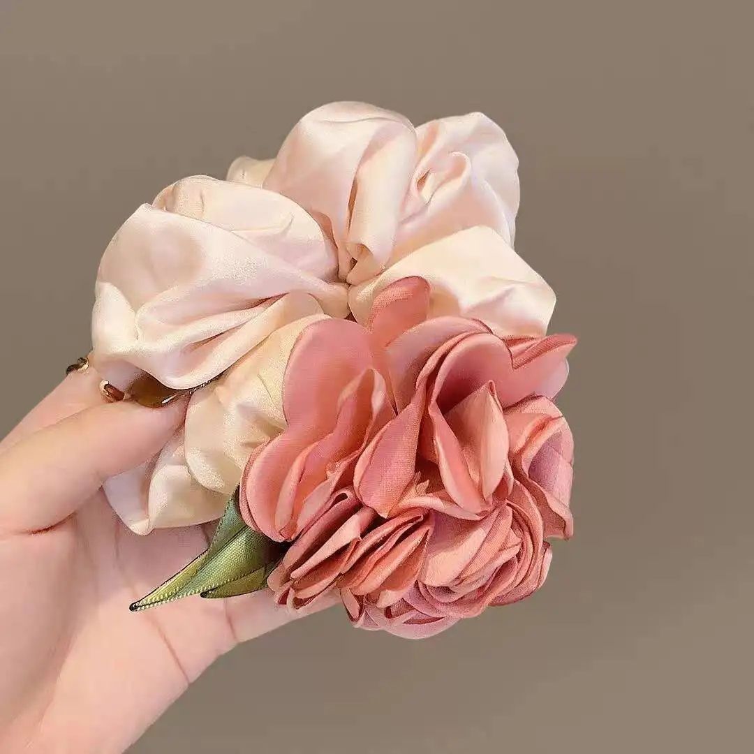 camellia flower scrunchies