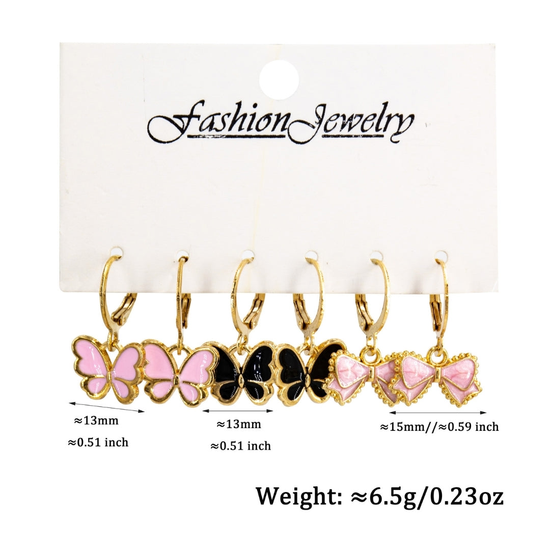 Pink & Noir Charm Combo Earring
