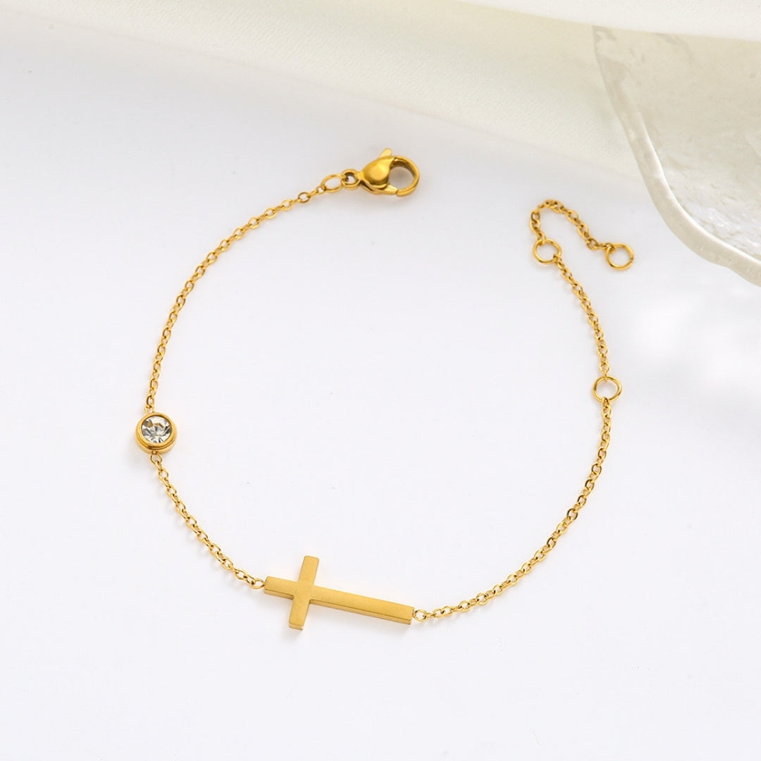 Minimalist Cross Charm Bracelet