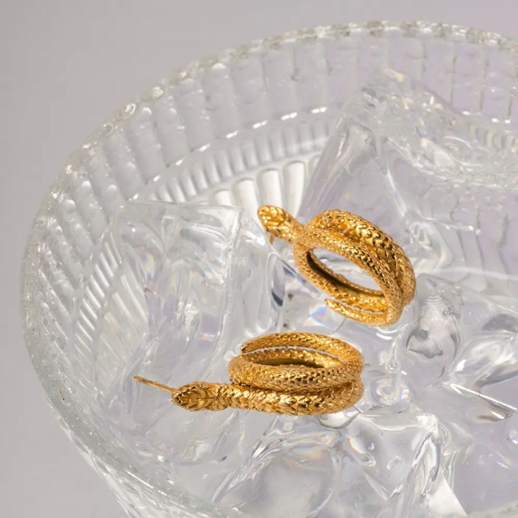 Golden Coil Snake Earrings