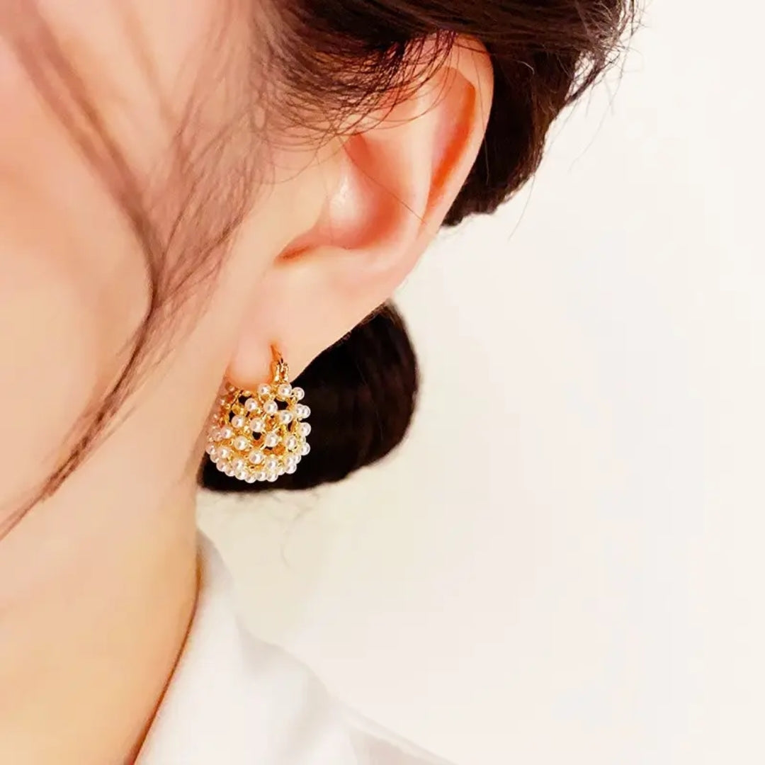 Gilded Orb Pearl Earrings