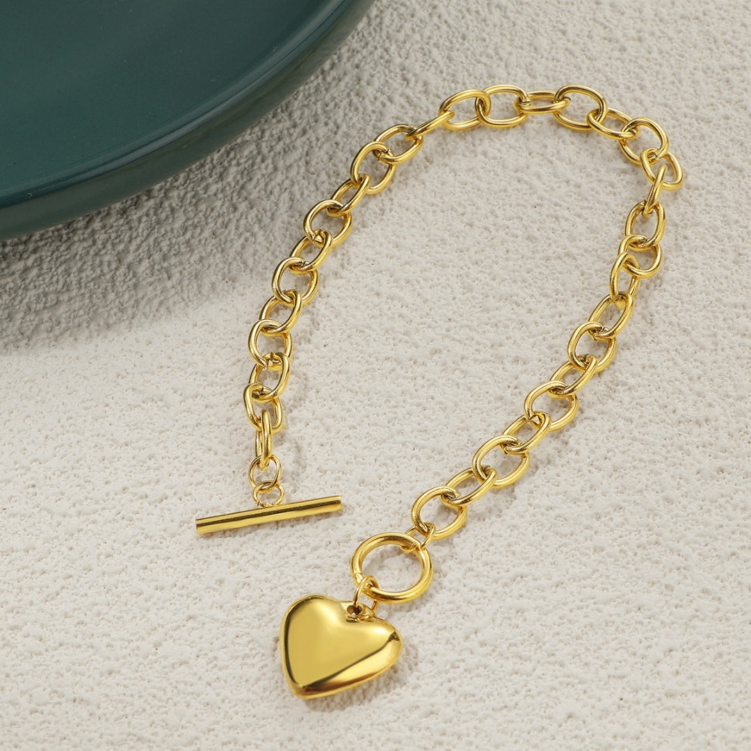 Golden Heart Toggle Bracelet