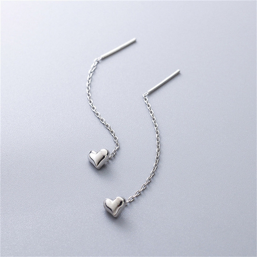 Minimalist Heart Threader Earrings