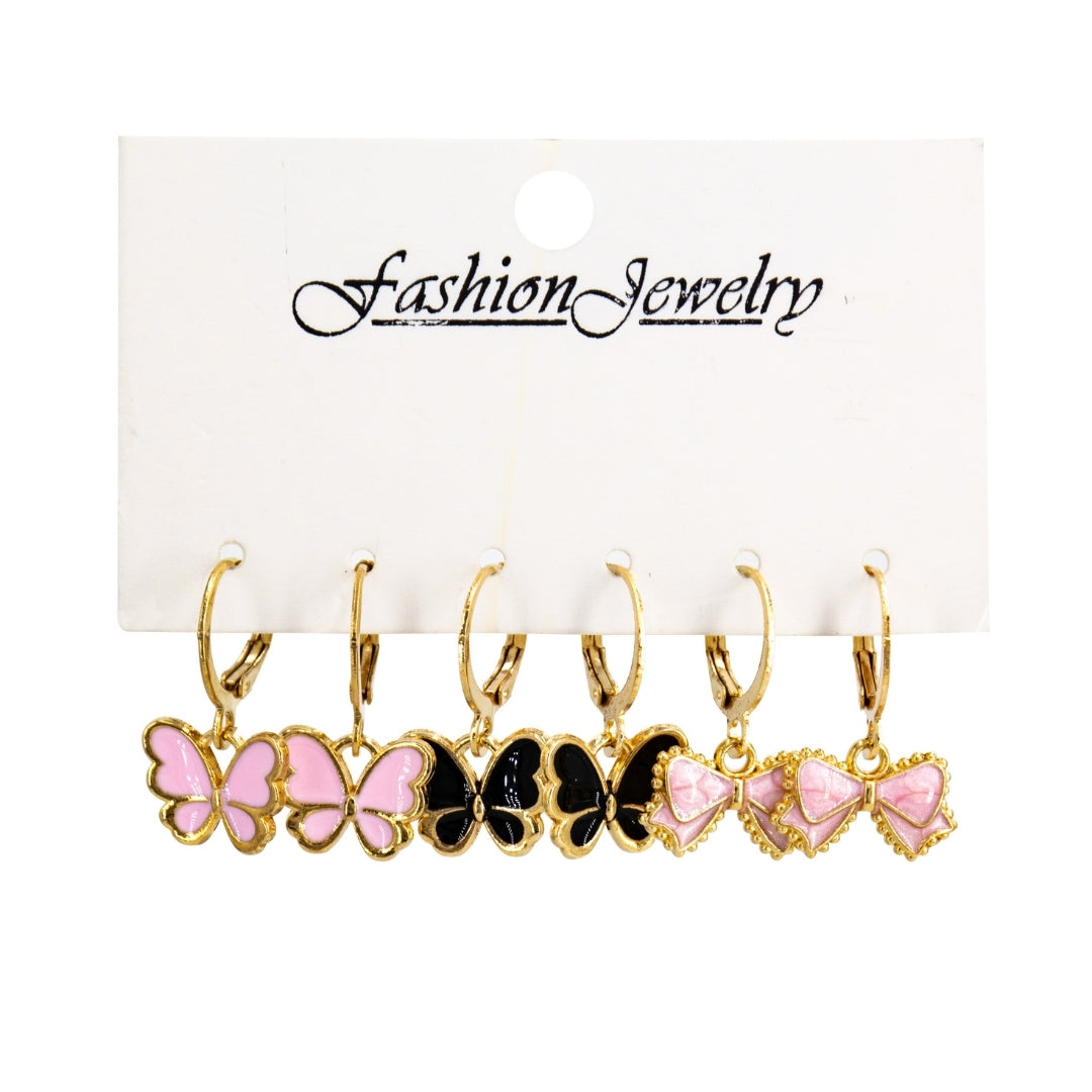 Pink & Noir Charm Combo Earring