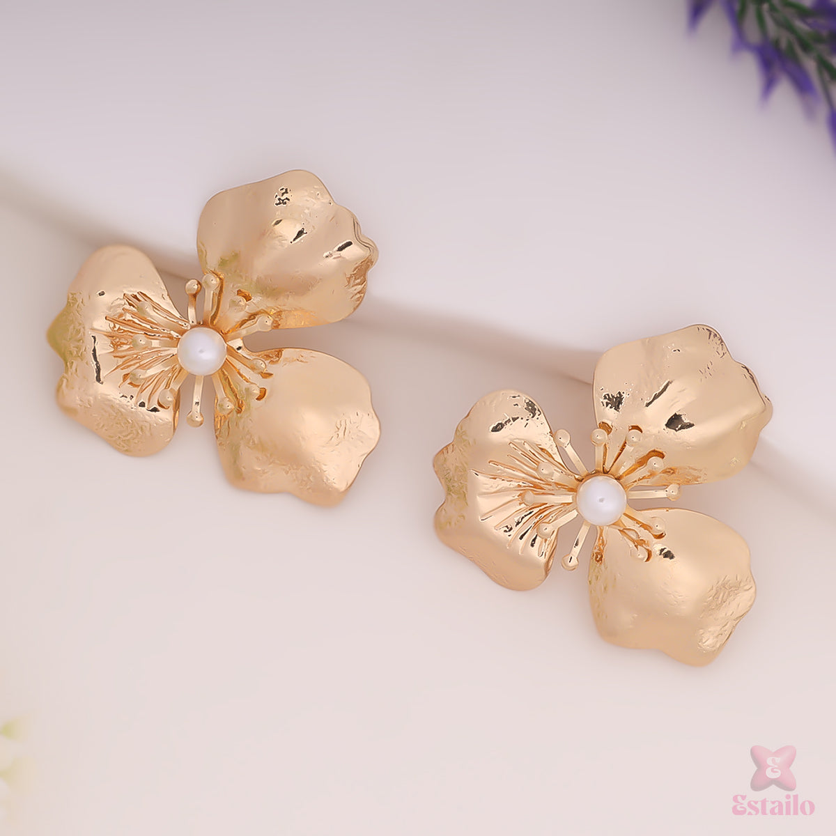 Gilded Dreams Flower Earrings