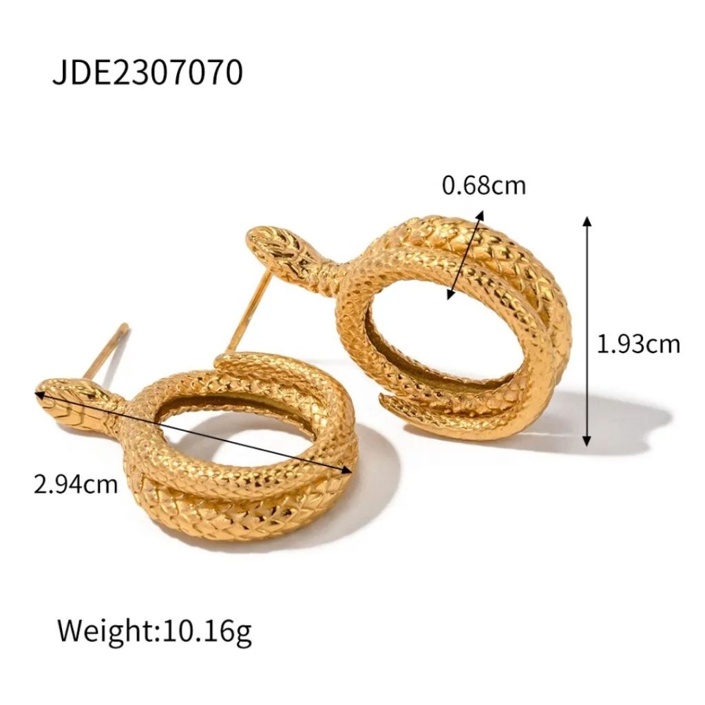 Golden Coil Snake Earrings