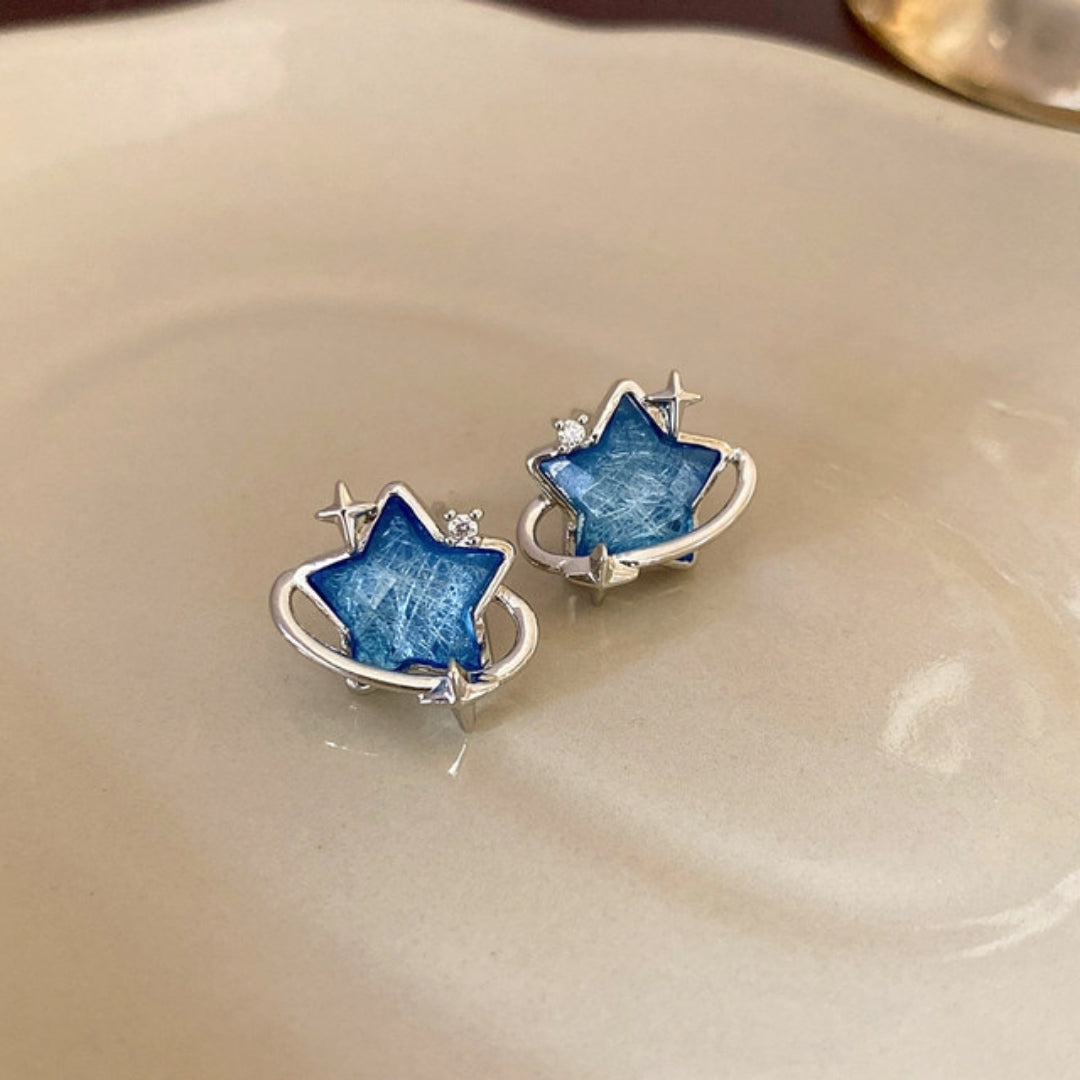 Royal Blue Star Sterling Earrings