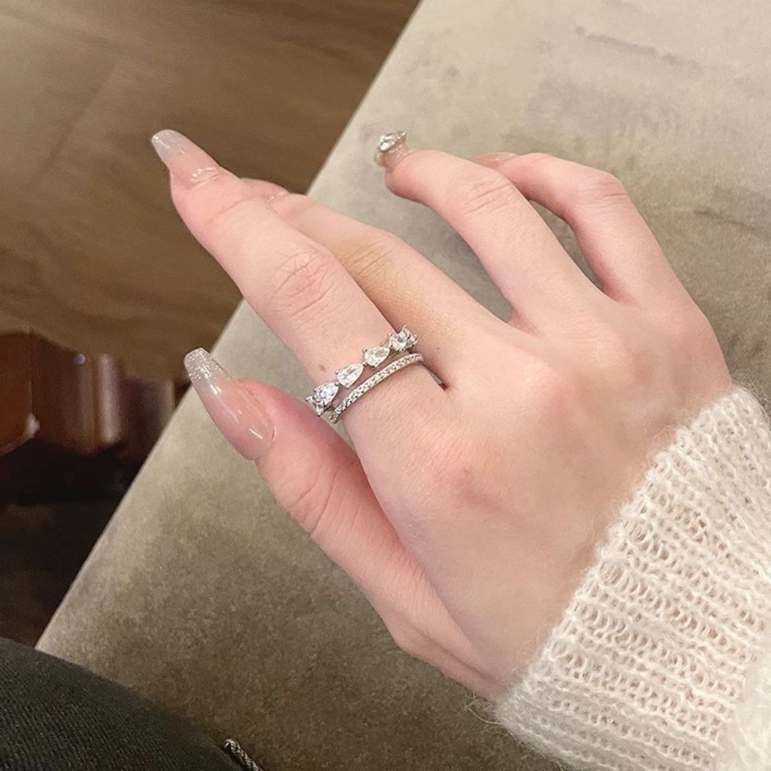 Silver Charm Twin Band Ring