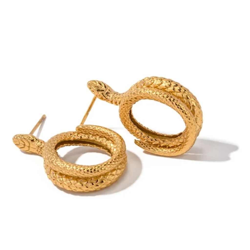 Golden Coil Snake Earrings