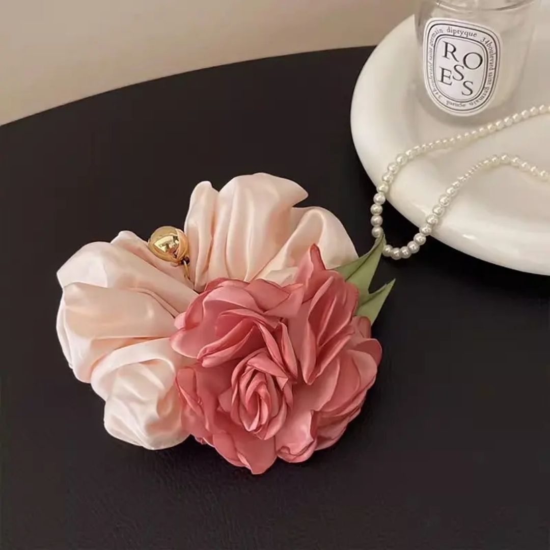 camellia flower scrunchies