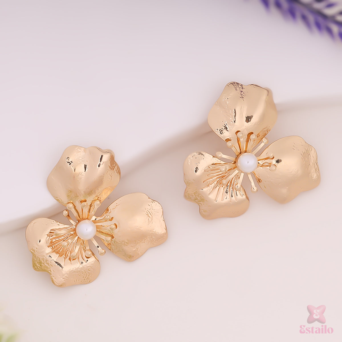 Gilded Dreams Flower Earrings