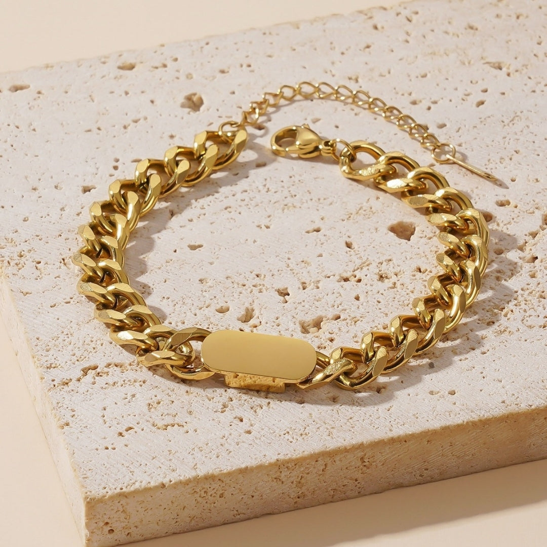 Engravable Gold Statement Bracelet