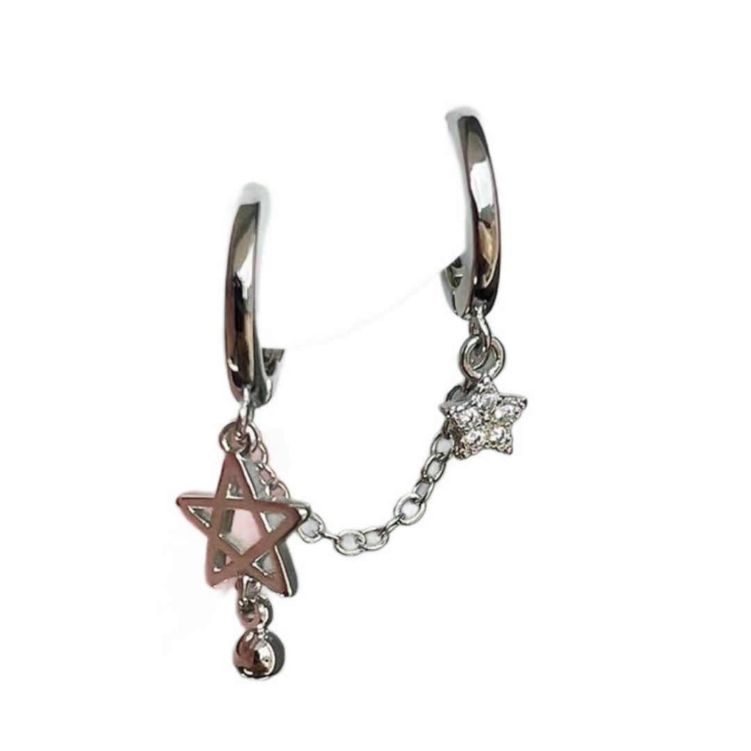 Silver Celestial Chain Dangles Earrings (Single)