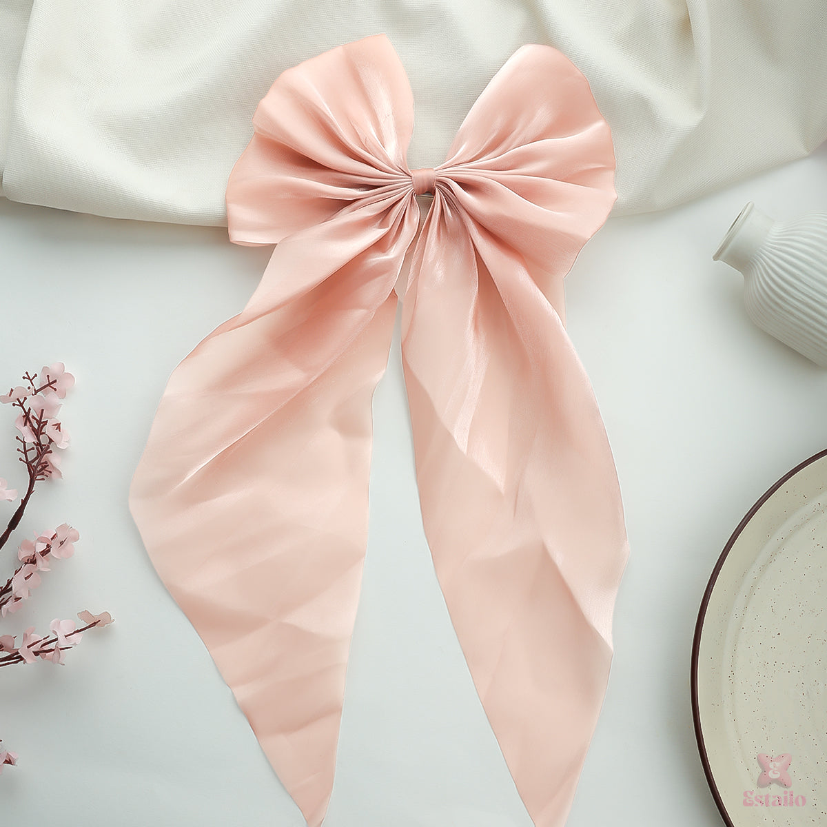 Apricot Bow Clip