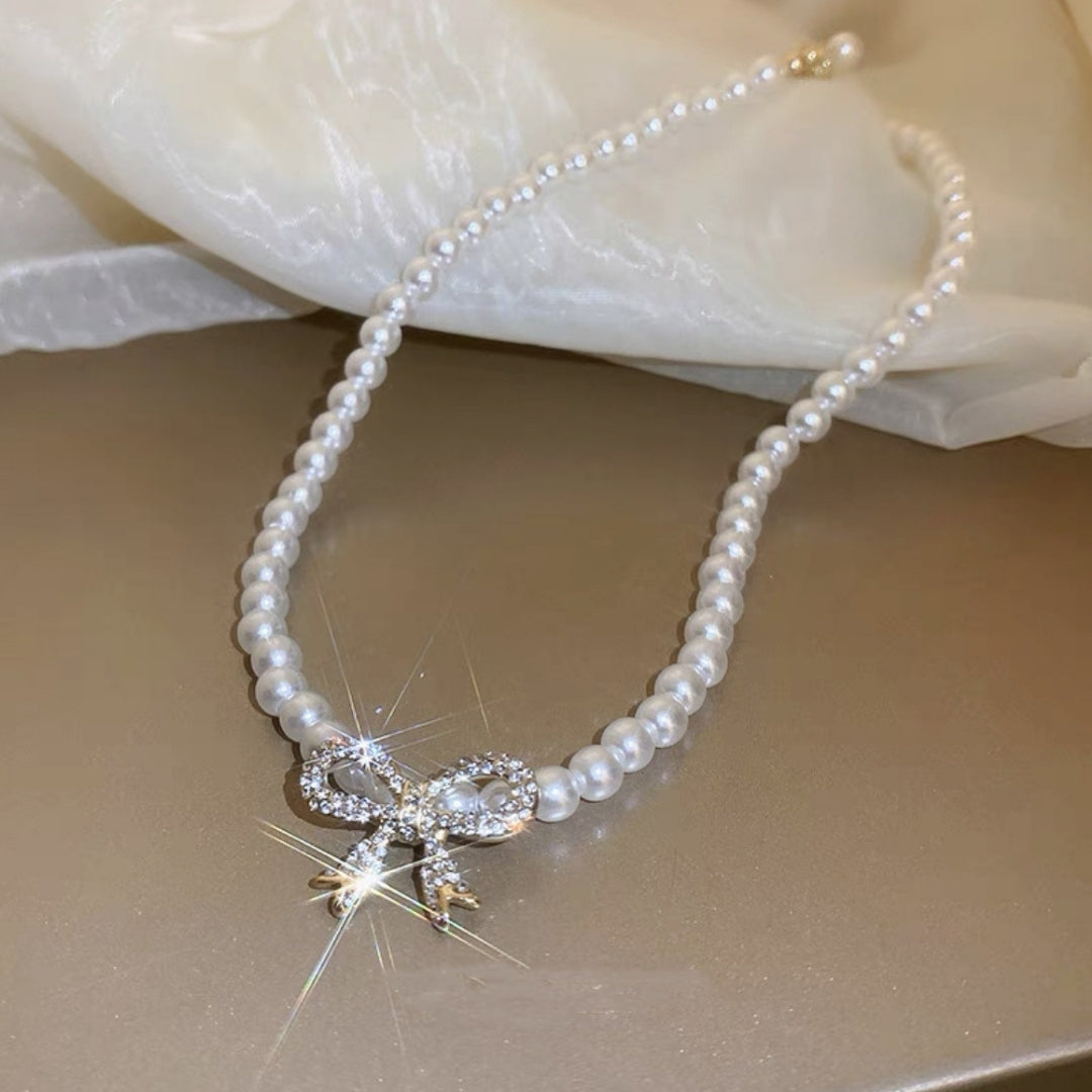 Bella Bow Pearl Necklace