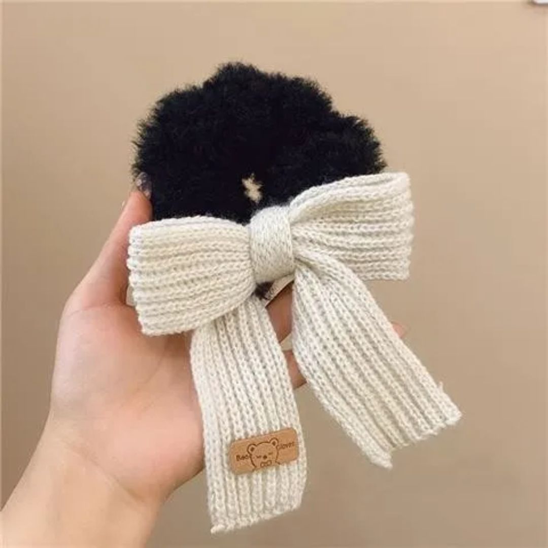 Beige Fuzzy scrunchie