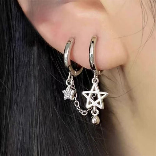 Silver Celestial Chain Dangles Earrings