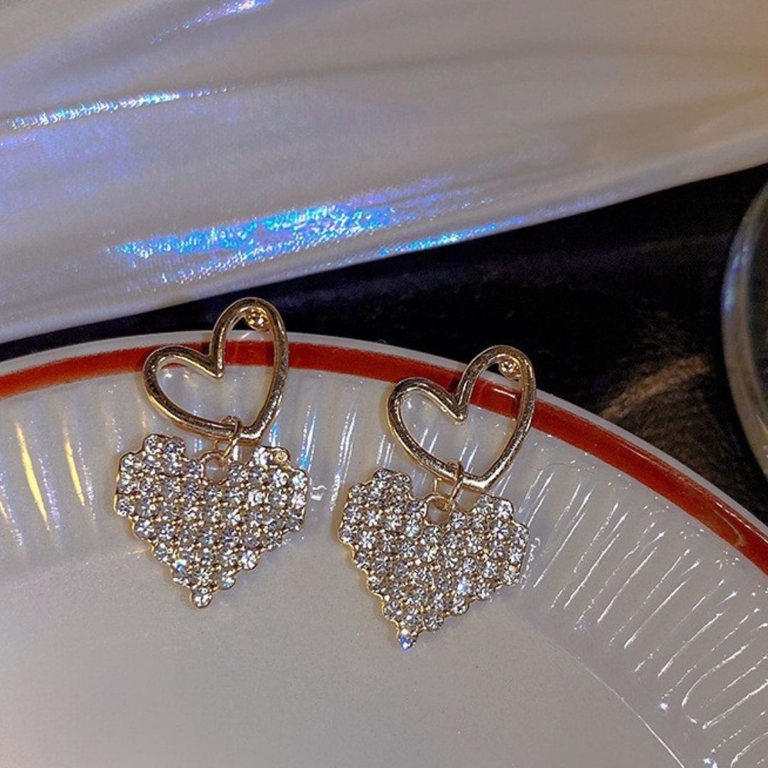 Glitz & Gold Heart Earrings