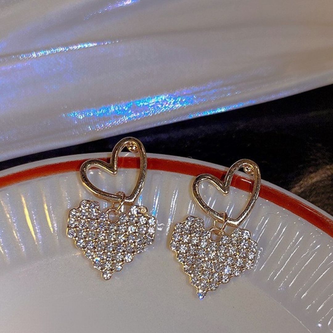 Glitz & Gold Heart Earrings