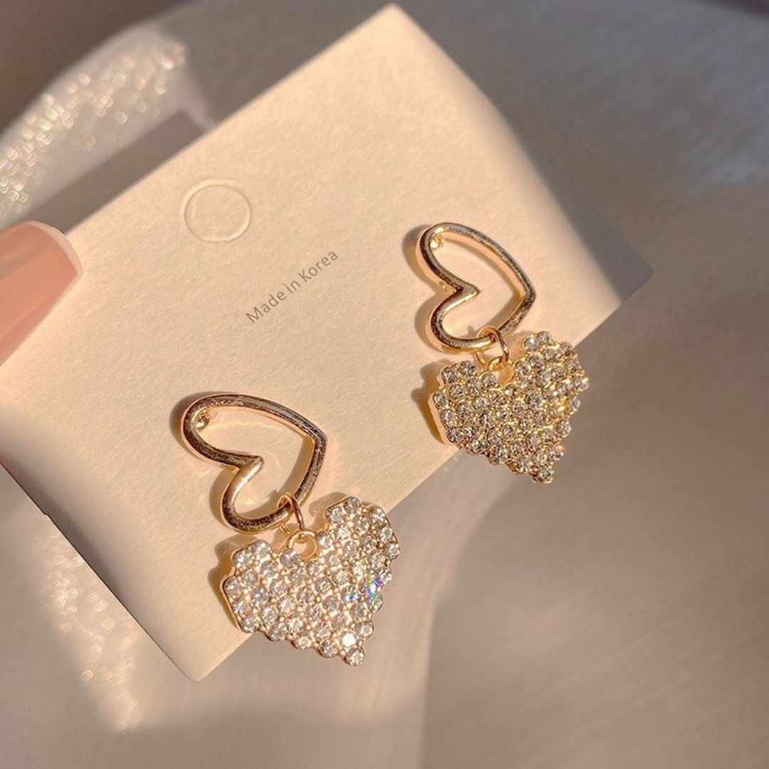 Glitz & Gold Heart Earrings