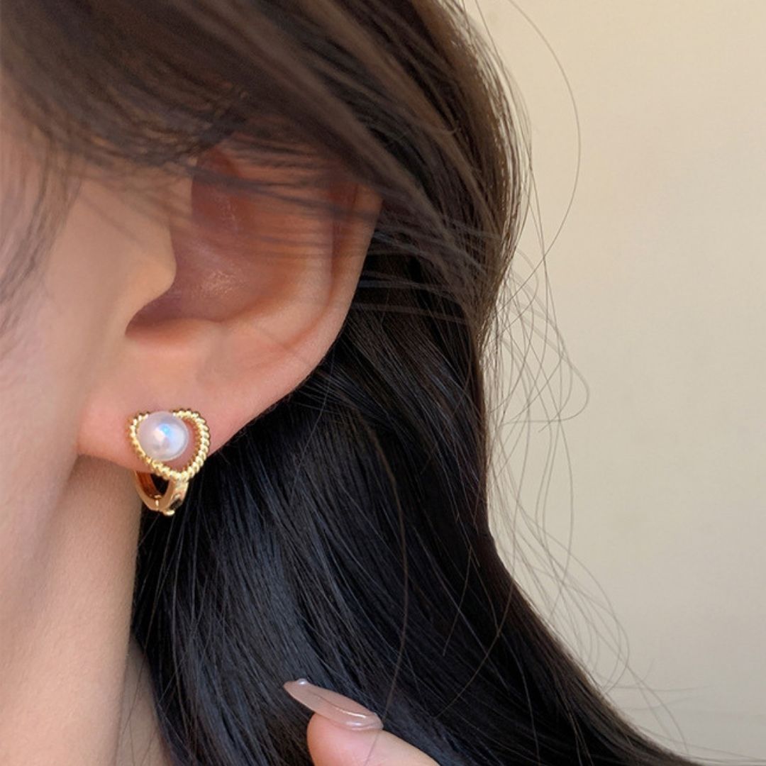Gilded Cordis Pearl Huggies Earrings
