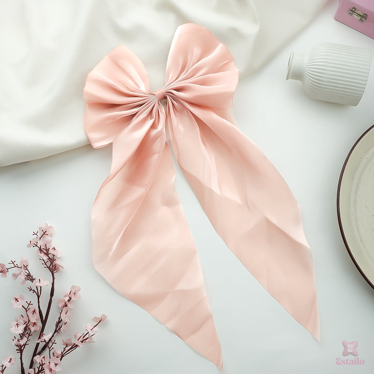 Apricot Bow Clip