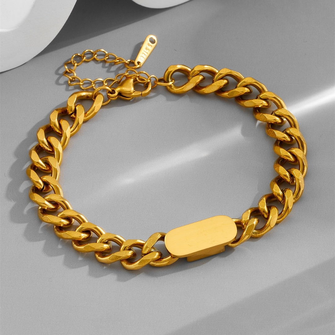 Engravable Gold Statement Bracelet
