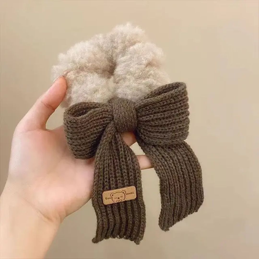 Brown Fuzzy scrunchie