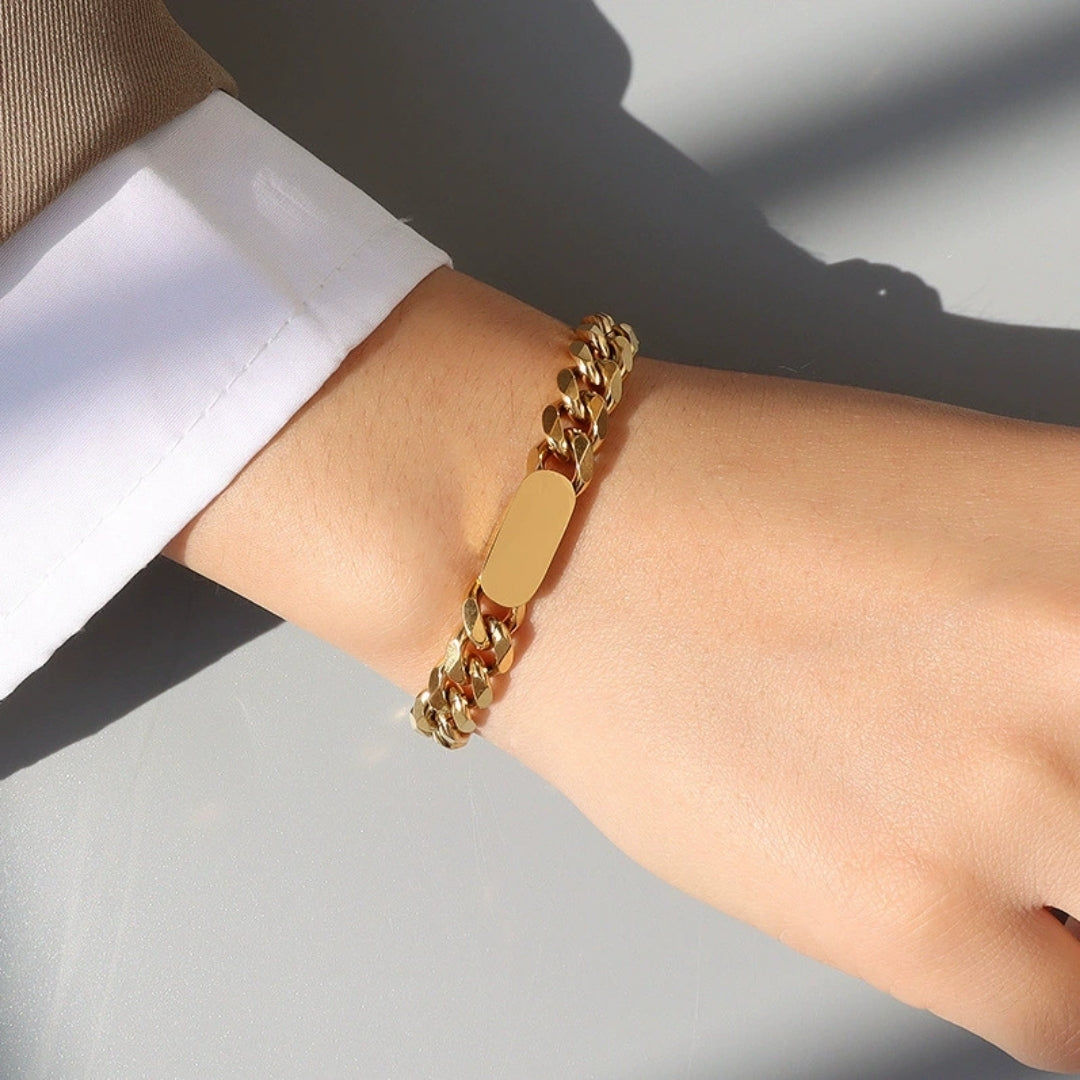 Engravable Gold Statement Bracelet