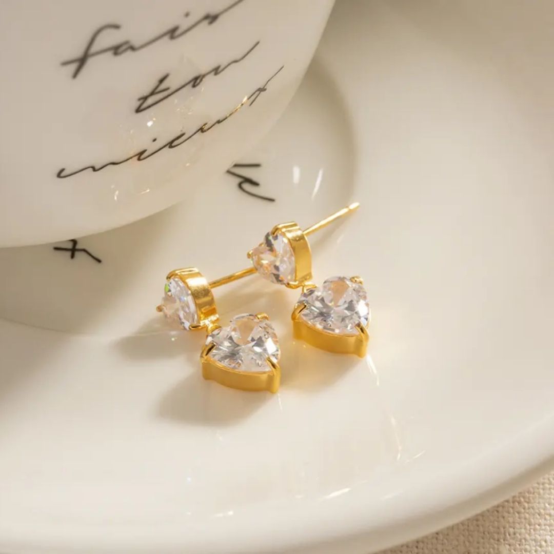 Zirconia Heart Studs Earrings