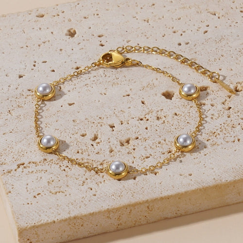 Gilded Orb Pearl Bracelet