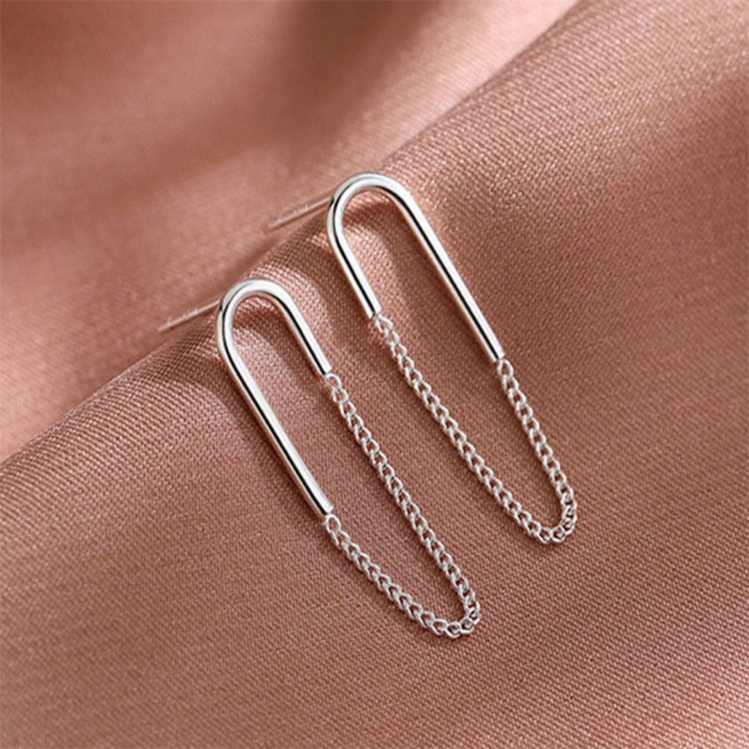 Arc & Chain Silver Drops Earrings