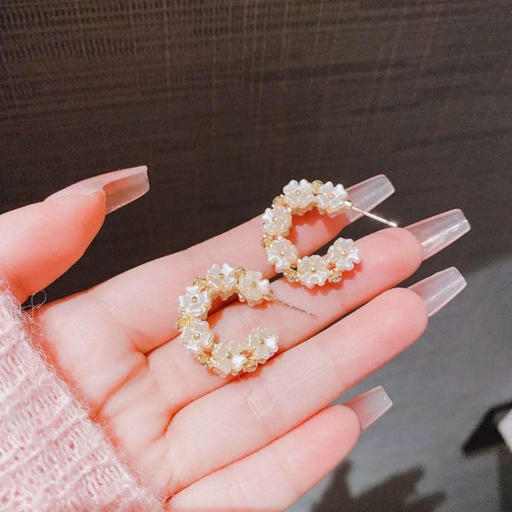 Fancy Floral Hoops Earrings
